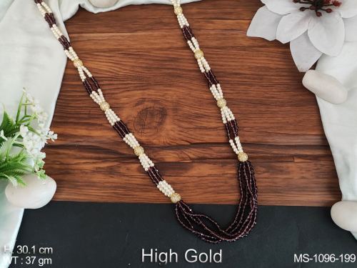 Party Wear Antique Mala with Beads in Purple, photo 5 of 15