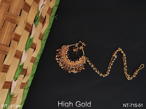 Classic Party Wear Antique Nath with Pearls
