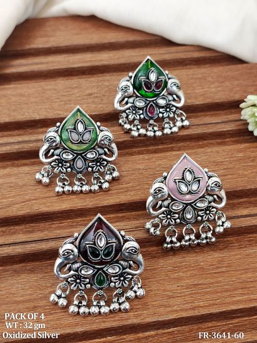 Oxidized Silver Finish Adjustable Rings Pack for Women