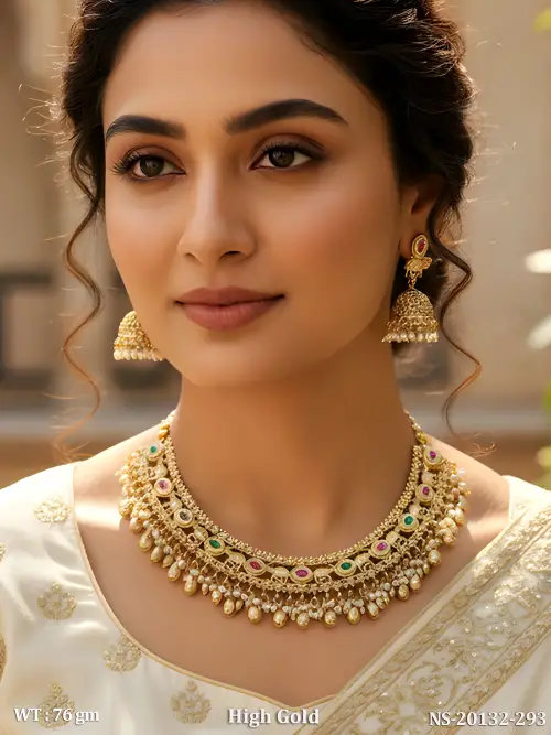 Temple Necklace Set with Earrings for Women