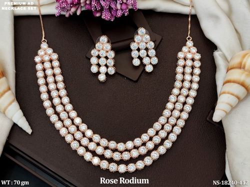 Rose Finish AD Jewellery Set for Women