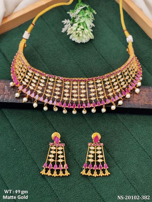 Temple Necklace Set with Earrings in Matte Finish for Women, photo 2 of 2