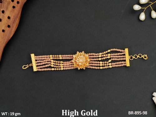 Graceful Stone-Studded Bracelet for Women in Peach, photo 7 of 8