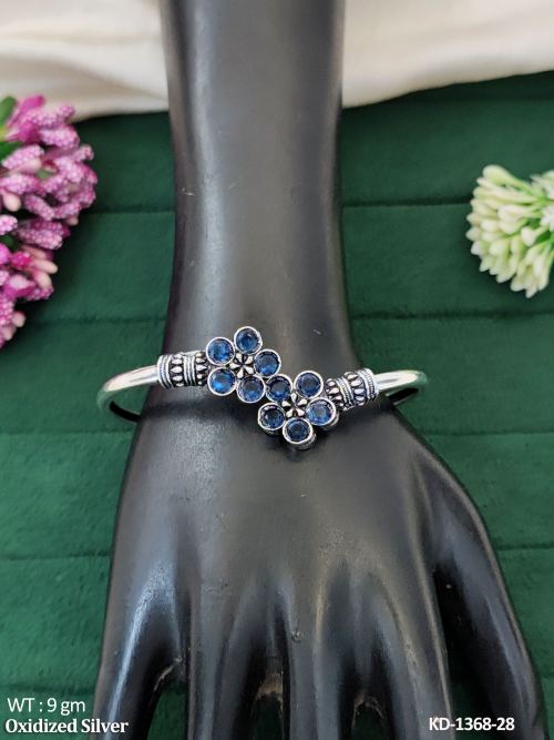 Elegant Oxidized Silver Kada for Women 