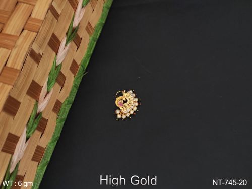 High Gold Polish Antique Jewelry Fancy Peacock Design Indian Traditional Jewelry Beautiful Antique Nath 
