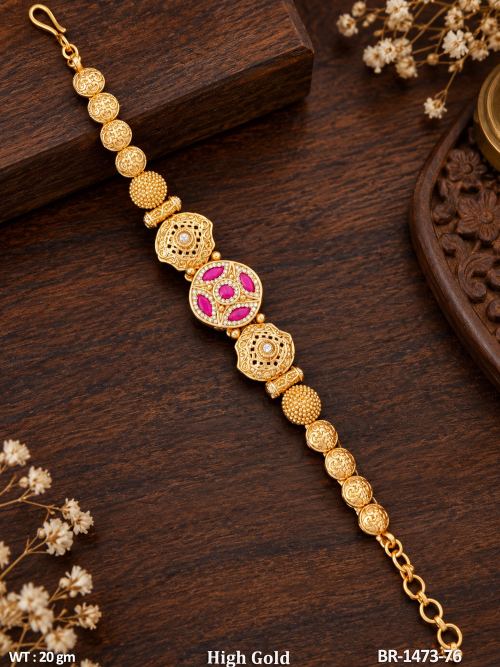 Classic Antique Stone-Studded Bracelet in Ruby, photo 3 of 4