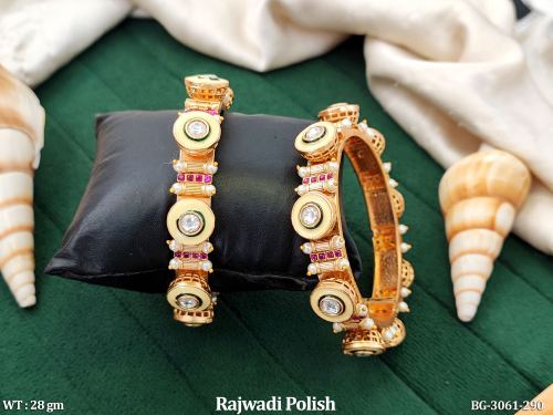 Rajwadi Finish Temple Bangles for Women Set of 2