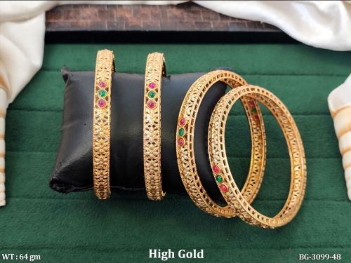 Elegant Antique Bangles Set with Stone Studded Border