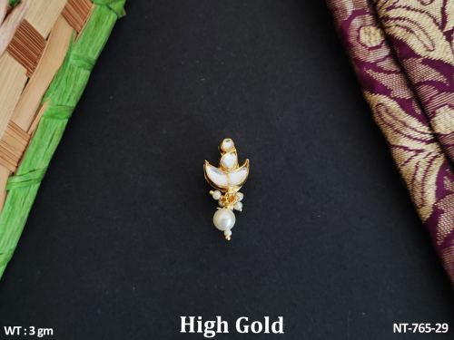 Designer Wear Kundan North Style Clustered Pearls Kundan Nath