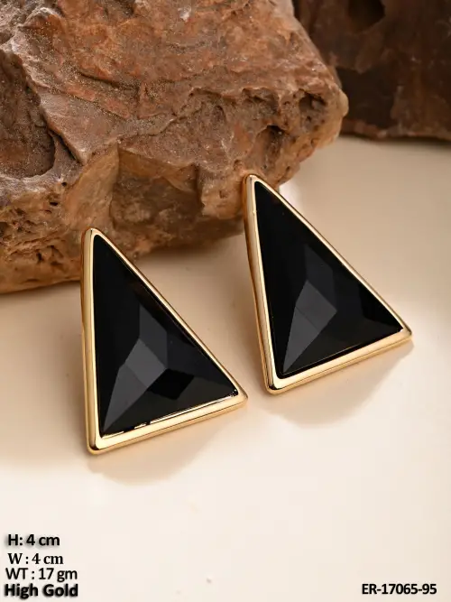 Black Triangle Stud Earrings for Women