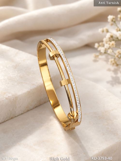 Classic White Kada with American Diamond Stones, photo 2 of 4