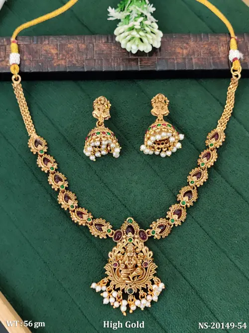 Stone-Studded Lakshmi Jewellery Set