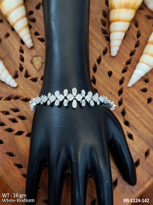 Beautiful CZ Stone White Rodium Polish Bracelets  