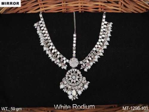 Tikka with Pearls in White Finish