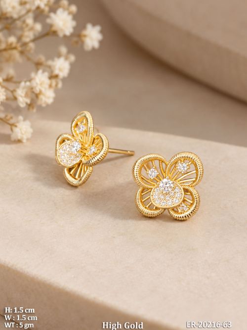 White Earrings with Stone Work, photo 2 of 3