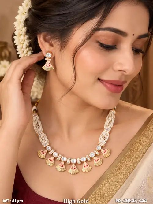 High Gold Kundan Designer Pearl Necklace