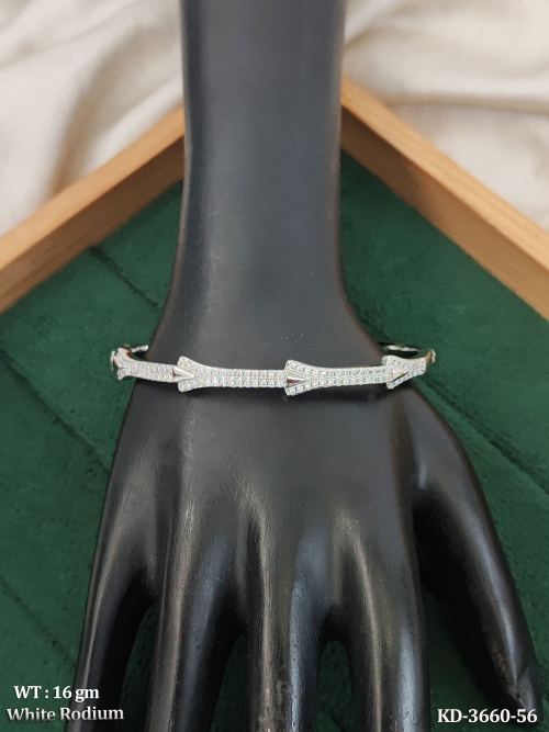 White Kada Bracelet with American Diamond Stones, photo 2 of 4