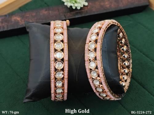Traditional Designer Kundan Bangles High Gold Finish