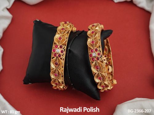 Party Wear Rajwadi Finish Bangles for Women Set of 2