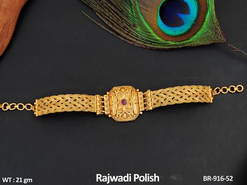Antique Stone-Studded Bracelet in Rajwadi Finish, photo 2 of 3