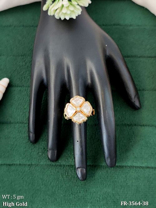 High Gold Designer Kundan Finger Ring for Women