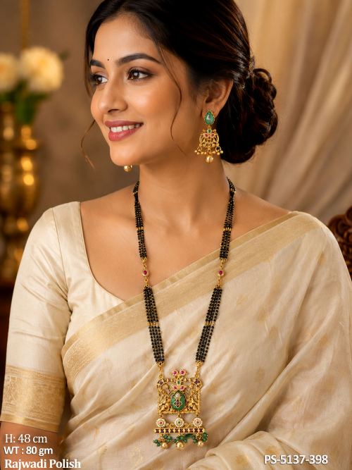 Antique Gold Polish Heritage Mangalsutra Pendant Set