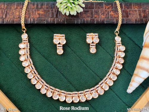 White Statement Necklace Set with Stone Work