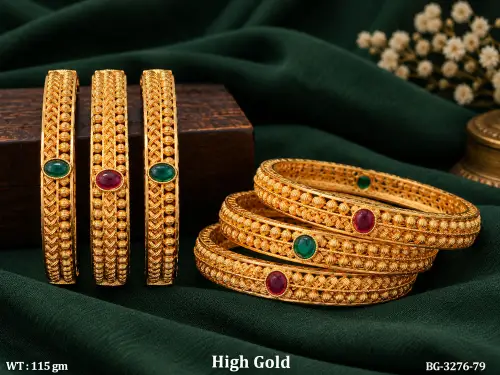 Classic Stone-Studded Antique Bangles for Women, photo 2 of 3