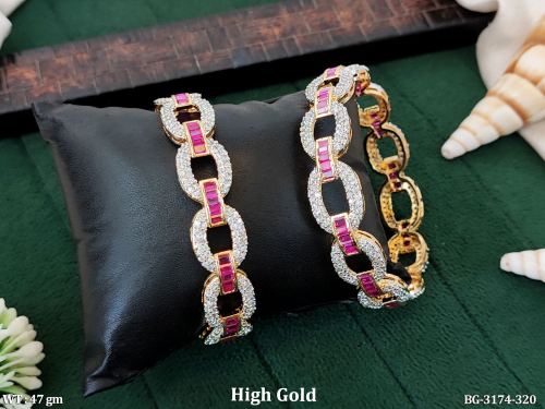 Designer Pink Stone Party Wear Bangles High Gold Fashion Bangles