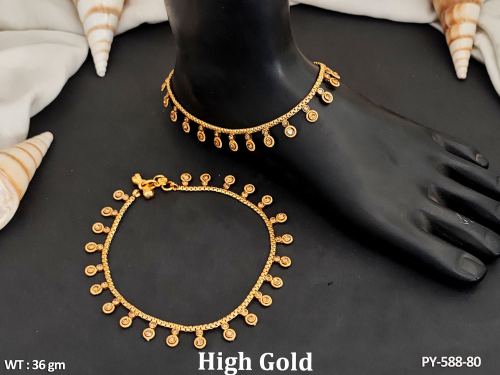 Antique Jewellery High Gold Polish Attractive Antique Payal Set