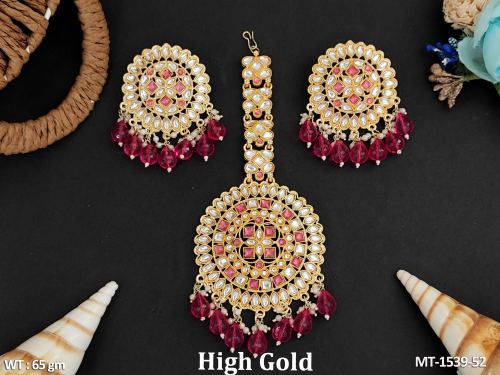 Antique Jewellery Designer High Gold Polish Fancy Style Maang Tikka  