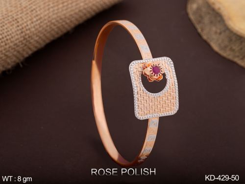 Minimal Square Kada in Rose Finish for Women