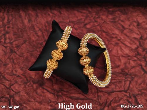 Pearl Antique Bangles with Stone Work Set of 2