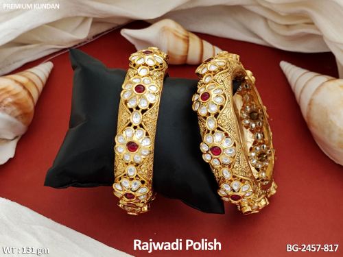 Party Wear Rajwadi Finish Bangles for Women in Ruby / 2 X 2, photo 2 of 3