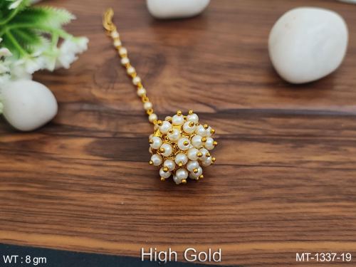 Party Wear Maang Tikka in Pearl, photo 2 of 4