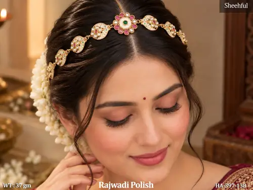 Royal Rajwadi Hair Chain With Elegant Floral Stone Details