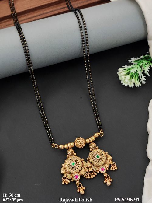 Designer Floral Mangalsutra Pendant with Hanging Drops