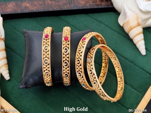 Stone-Studded Temple Bangles for Women