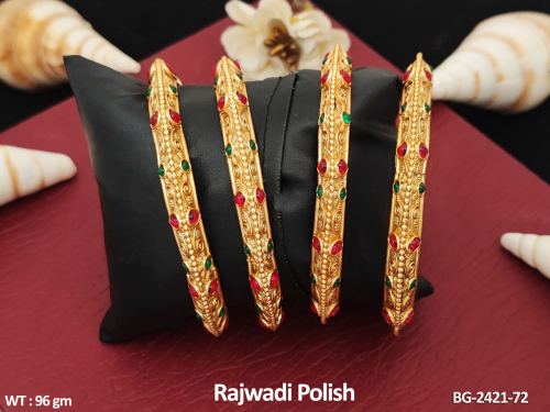 Rajwadi Finish Antique Bangles for Women Set of 4