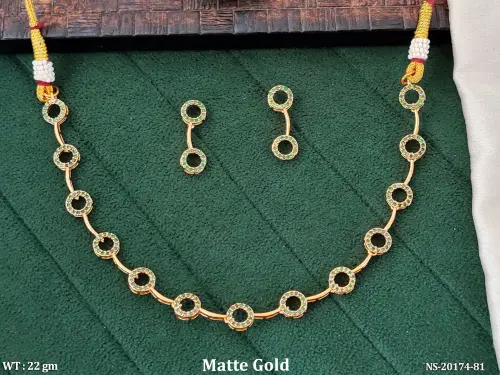 Stone-Studded Jewellery Set in Matte Finish
