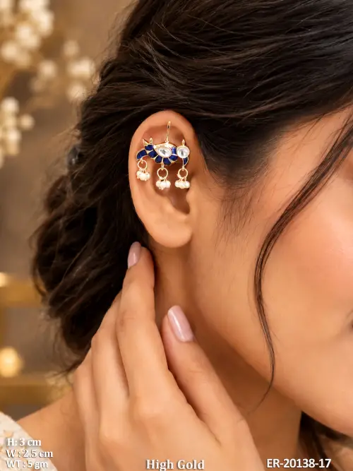 Elegant Peacock Earrings With Kundan And Pearl Drops