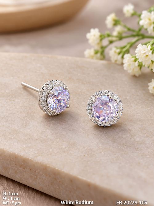 Stud Earrings in White Finish for Women, photo 2 of 2