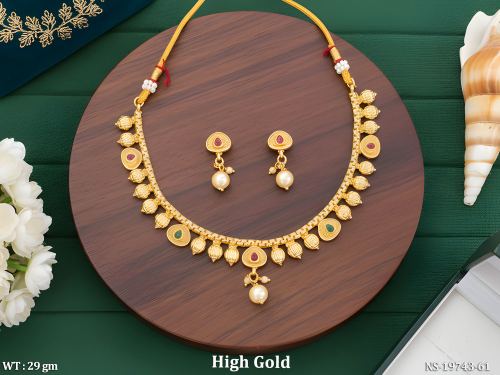 Wedding Wear Antique Necklace Set with Stone Work