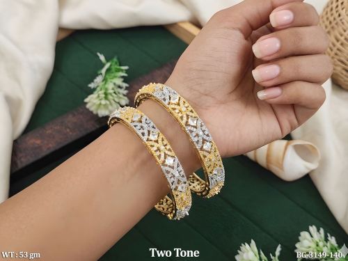Two Tone American Diamond Bangles Set