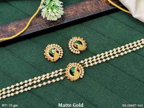 Short Kemp Jewellery Set with Stone Work in Matte Finish, photo 2 of 2