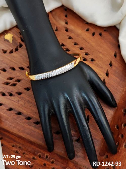 Kada Bracelet with Stone Work in Two-Tone Finish