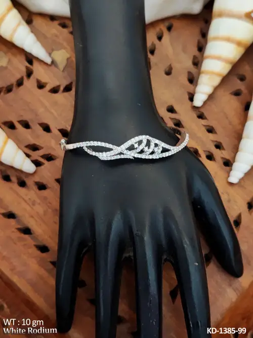 Beautiful Design White Rodium Polish Kada   