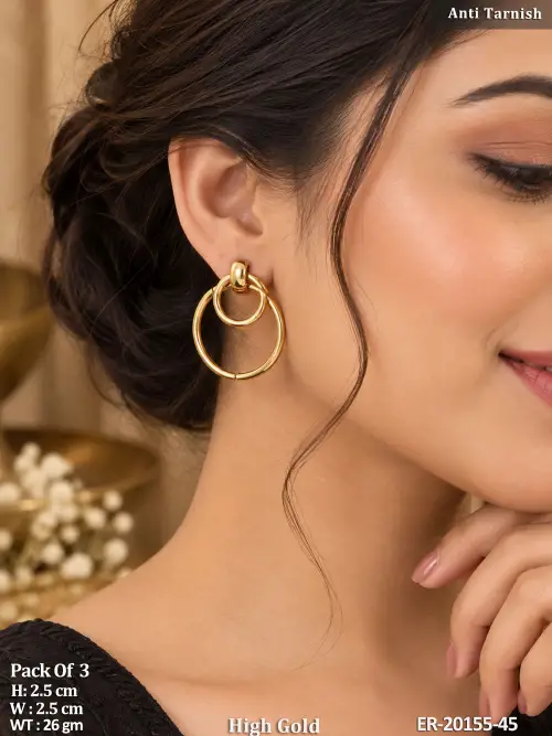 Elegant High Gold Layered Circle Earrings