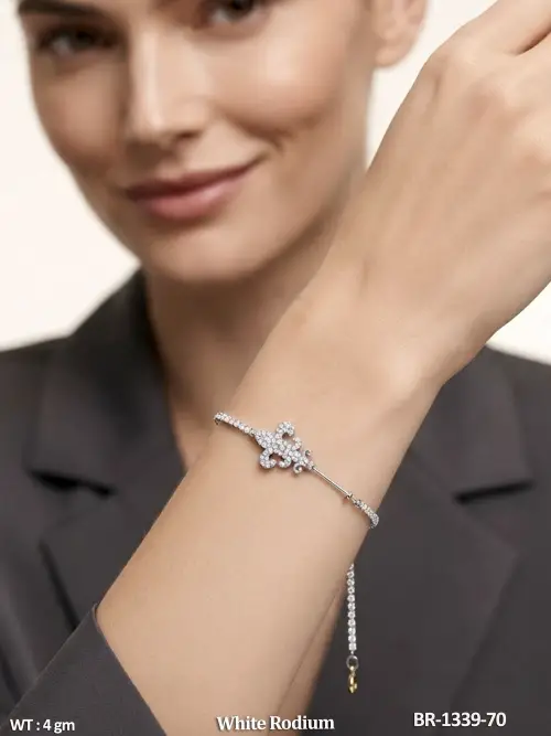 Elegant White Rhodium Designer Bracelet for Women