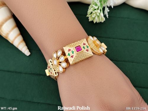 Traditional Rajwadi Kundan Meena Work Bracelet